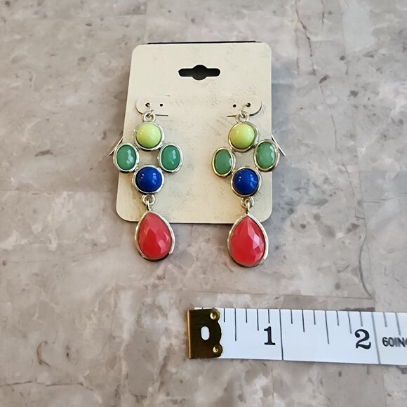 Stony Multi-Colored Beaded Dangle Earrings - Picture 3 of 5